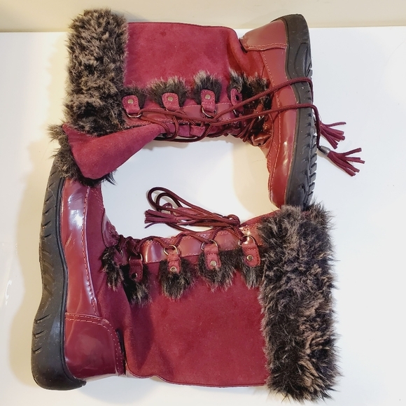 Sporto red leather upper snow boots size 7 - Picture 1 of 11